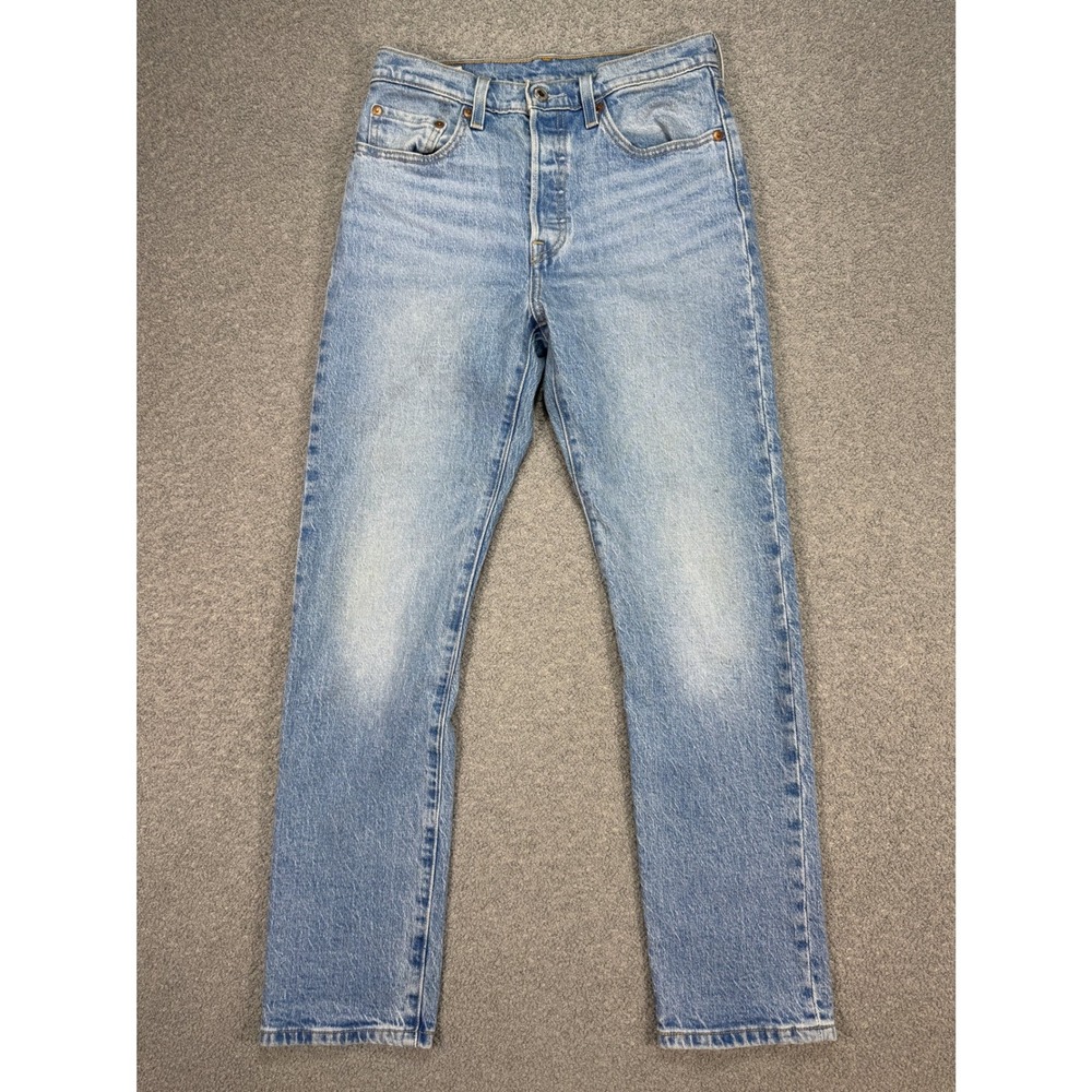 Levi's 501 Jeans Men's 27x30  Blue Light Wash High Rise Straight Leg Whiskered